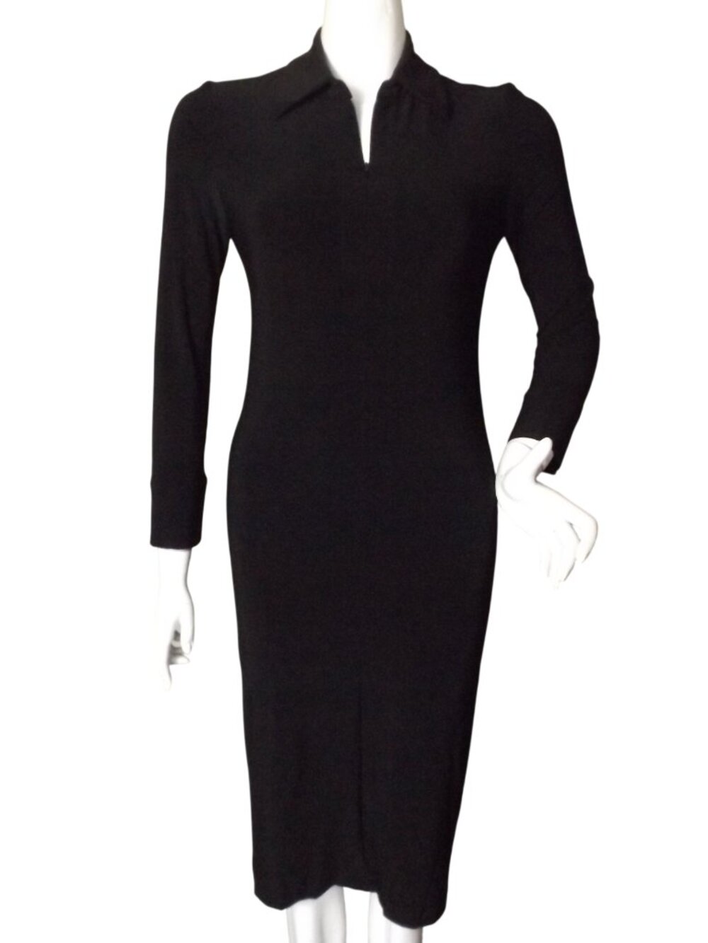 NORMA KAMALI KULTURE Dress, S, Black, Pullover, Long sleeves, Collar/Short zip